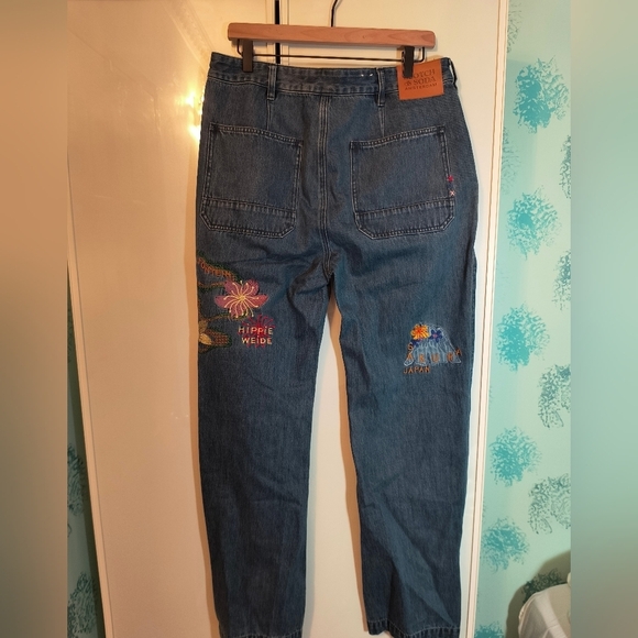 Scotch & Soda The Verve Straight Leg Relaxed Utility Fit embroidered Jeans 32 32 - Picture 2 of 3